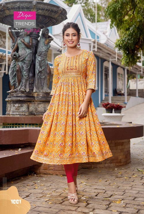 Kajal Colour Flair 1 Fancy Wear Embroidery Kurti Collection